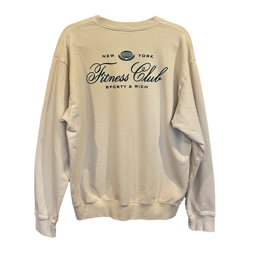 Sporty & Rich New York Fitness Club Crewneck Sweatshirt In Cream - Picture 5 of 9